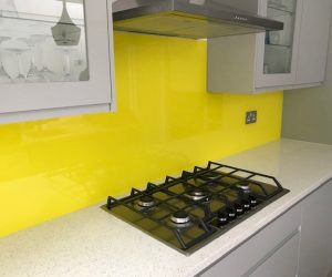 Yellow Painted Splashback - Osborn Glass