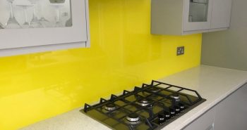 Yellow Painted Splashback - Osborn Glass