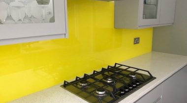 Yellow Painted Splashback - Osborn Glass