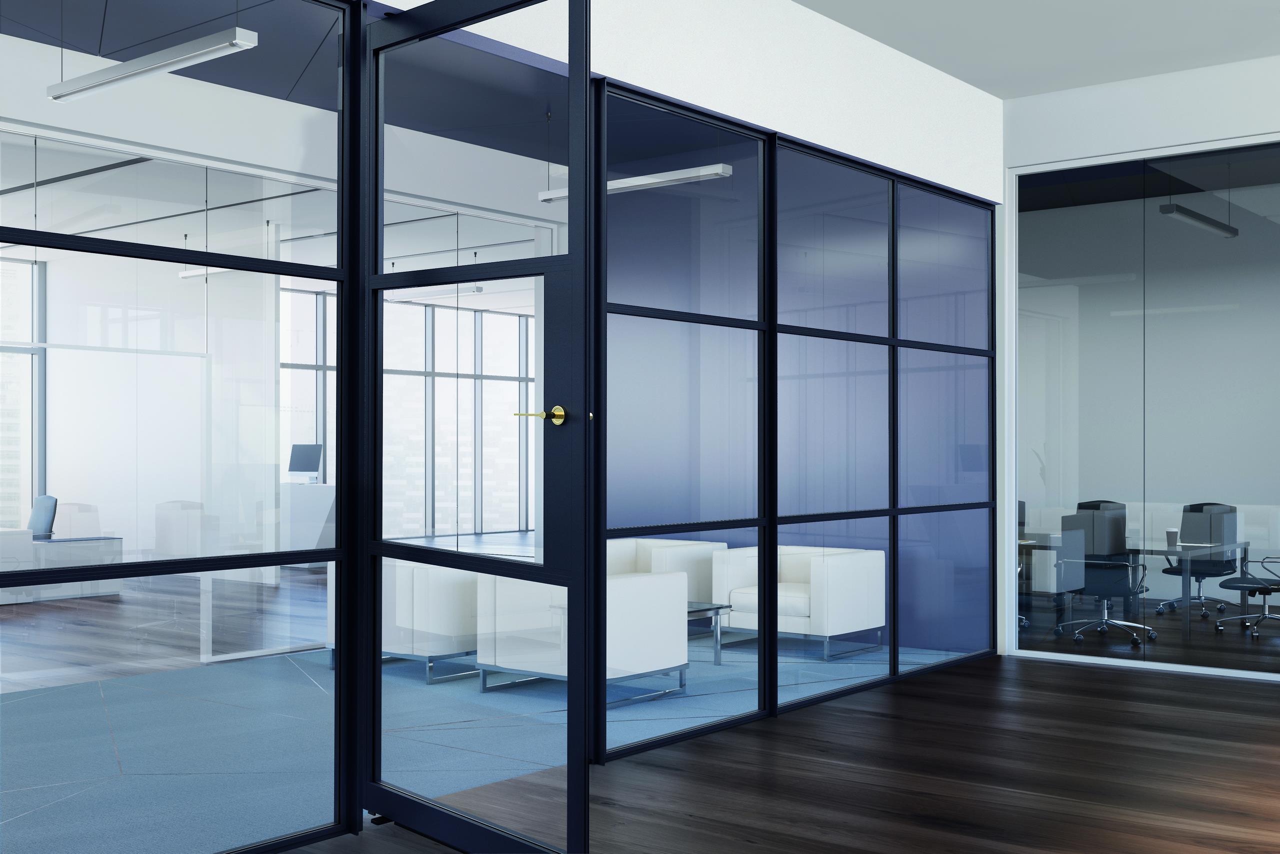 Aluspace dividers used in an office setting