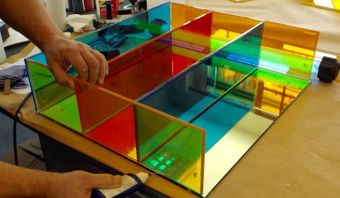 Coloured mirrors and glass